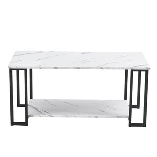 D & N Coffee Table – Stylish & Durable Marble MDF with Iron Legs