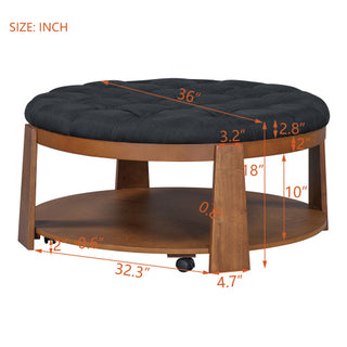 Lola Round Footstool Coffee Table - 2-Tier Oversized