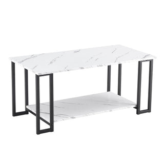 D & N Coffee Table – Stylish & Durable Marble MDF with Iron Legs