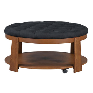 Lola Round Footstool Coffee Table - 2-Tier Oversized