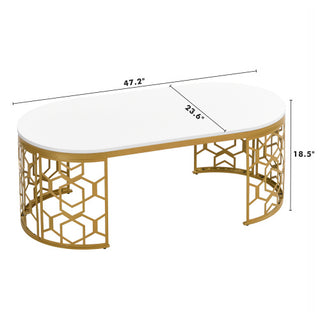 Luxe Oval Gold Coffee Table – A Statement of Elegance and Functionality