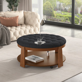 Lola Round Footstool Coffee Table - 2-Tier Oversized