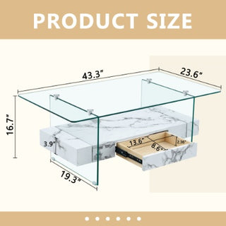 43.3 Inch Modern Two-Tier Coffee Table