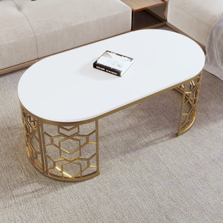 Luxe Oval Gold Coffee Table – A Statement of Elegance and Functionality