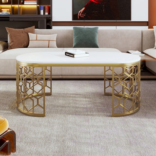 Luxe Oval Gold Coffee Table – A Statement of Elegance and Functionality