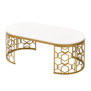 Luxe Oval Gold Coffee Table – A Statement of Elegance and Functionality