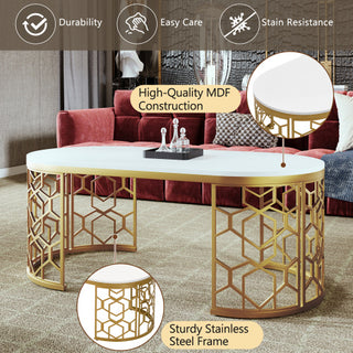 Luxe Oval Gold Coffee Table – A Statement of Elegance and Functionality