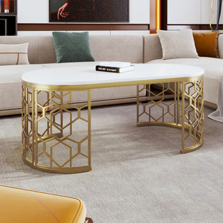 Luxe Oval Gold Coffee Table – A Statement of Elegance and Functionality