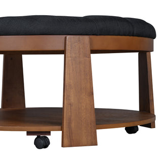 Lola Round Footstool Coffee Table - 2-Tier Oversized