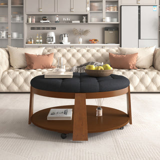 Lola Round Footstool Coffee Table - 2-Tier Oversized
