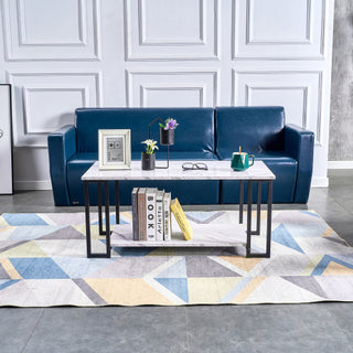 D & N Coffee Table – Stylish & Durable Marble MDF with Iron Legs