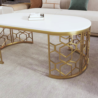 Luxe Oval Gold Coffee Table – A Statement of Elegance and Functionality