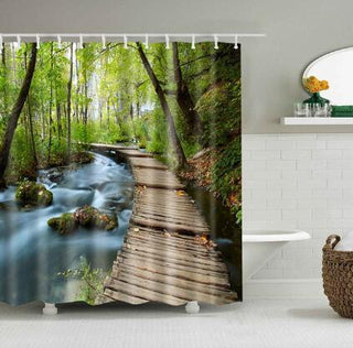 Peaceful Waterfall Fabric Shower Curtain