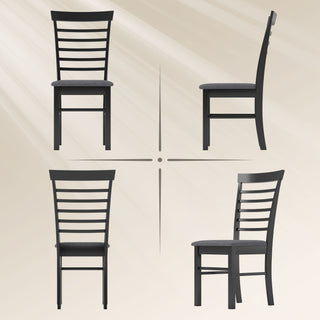 Wooden Dining Chairs Set of 4, Farmhouse Upholstered Kitchen Chairs with Rubber Wood Frame, Black and Gray
