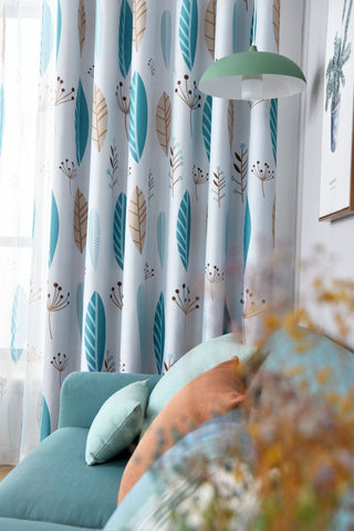 Nordic Style Leaf Shading Curtains