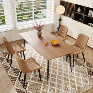 Set Of 4 Modern PU Leather Dining Chairs With Thick Cushions & Metal Legs, Armless Faux Leather Side Chairs For Kitchen, Dining Room