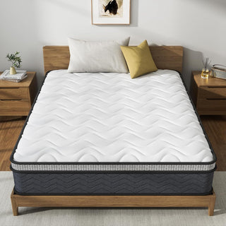 Twin Hybrid Innerspring Mattress, Plush Mattress Foam Spring Mattress, Single Bed Mattress In Box With Stress Relief,  Double Mattress With Medium Firmness