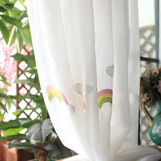 Rainbow Pastoral Embroidered Gauze Curtains