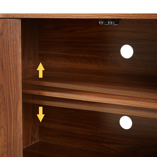 Sideboard Storage Cabinet TV Stand With Wave Pattern Buffet Cabinet Wooden Vertical Striped Cabinet For Kitchen Bedroom Entryway. Walnut, 64W X 15D X 24H.