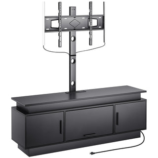 60" TV Stand With Mount For Up To 75 In TVs, Entertainment Center With Power Outlet & LED Lights, Height Adjustable TV Console With Mount With 3 Tiers Storage Cabinets For Bedroom, Living Room