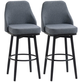 Modern Bar Stools, Set Of 2 Swivel Kitchen Chairs, Dark Gray