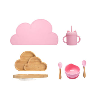 7Pcs Wooden Feeding Tableware Sets