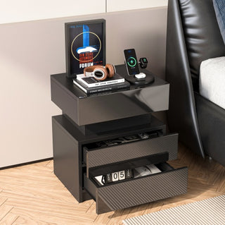 Modern Black LED Nightstand