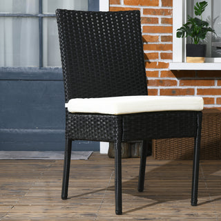 4 PE Rattan Outdoor Dining Chairs with Cushions, Patio Wicker Dining Chairs with Backrest, Black