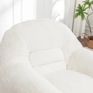 Bean Bag Chair, Comfy Bean Bag Sofa With Back Support, Faux Fur Bean Bag Chair For Adults And Kids, Stuffed Floor Sofa For Living Room, Bedroom, Apartment, White