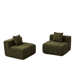 Chenille Sectional Sofa With 2 Pillows,Symmetrical Modular Sofa Sectional For Bedroom, Living Room, Office For Leisure Or Nap, Reading Room, And Lobby