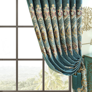 Luxury Velvet Embroidered Blackout Curtains
