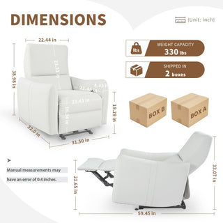 Wall Hugger Recliner,Power Recliner Chair,Electric Recliner For Living Room,PU Leather Reclining Armchair For Small Space,Reclining Sofa For Bedroom Apartment RV,with USB Port
