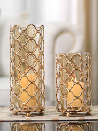 Golden Hollow Glass Flower Vases