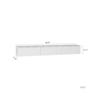 Floating TV Stand Wall Mounted With 16 Color LEDs,Modern TV Stand, Floating TV Cabinet Entertainment Center For 55 60 65 Inch TV,White