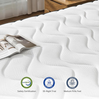 Twin Hybrid Innerspring Mattress, Plush Mattress Foam Spring Mattress, Single Bed Mattress In Box With Stress Relief,  Double Mattress With Medium Firmness