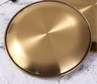 Retro Metal Round Tray Stainless Steel Snack