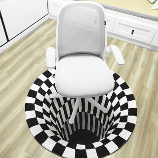3D Vortex Carpet Black White Grid Bottomless