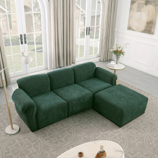 93 Length ,Fashionable Modular Sofa, Iron Frame Chenille Sofa, GREEN, Suitable For Living Room