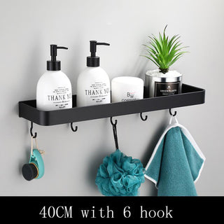 Black Wall-Mounted Aluminum Bathroom Shelf