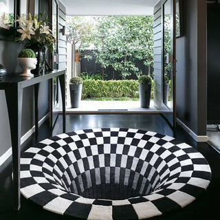 3D Vortex Carpet Black White Grid Bottomless