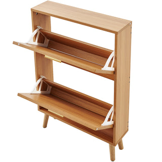 Rattan Flip-Drawer Shoe Storage Cabinet