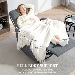 Recliner Chair, Wide Swivel Rocker Chair, Overstuffed Single Sofa with Pocket Spring, Footrest, Quick Assembly, Gray