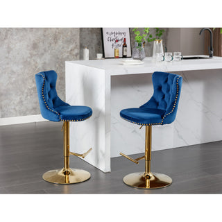 Sasha Velvet Swivel Barstools (Set of 2)