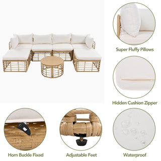 Outdoor Rattan Sectional Sofa Set (7 Pieces)