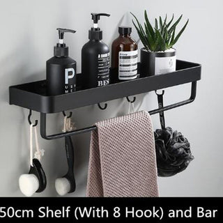 Black Wall-Mounted Aluminum Bathroom Shelf