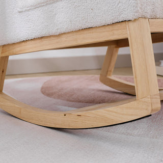 Modern Accent Rocking Chair Rocking Chair With Solid Wood Legs, Upholstered Nursery Glider Rocker, Comfy Armchair With Side Pocket, Living Room Lounge Arm Chair With High Backrest NO TEMU