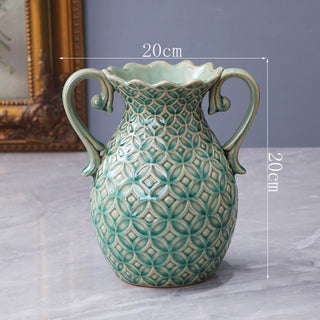 Ceramic Inlay Copper Vase