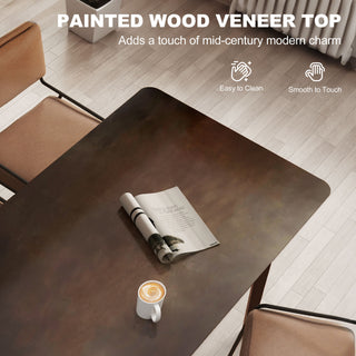 47.2 Rectangle Dining Table For 4, Mid-Century Modern Kitchen Table With Rubber Wood Frame For Dining Room, Mahogany