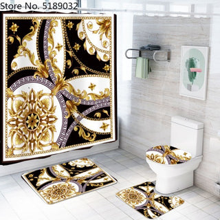 Retro Style Shower Curtains with Mats