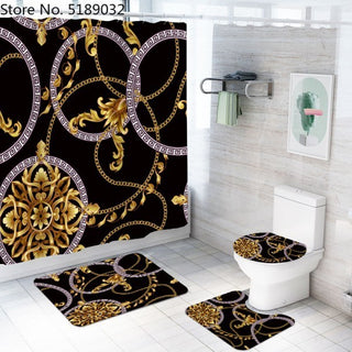 Retro Style Shower Curtains with Mats